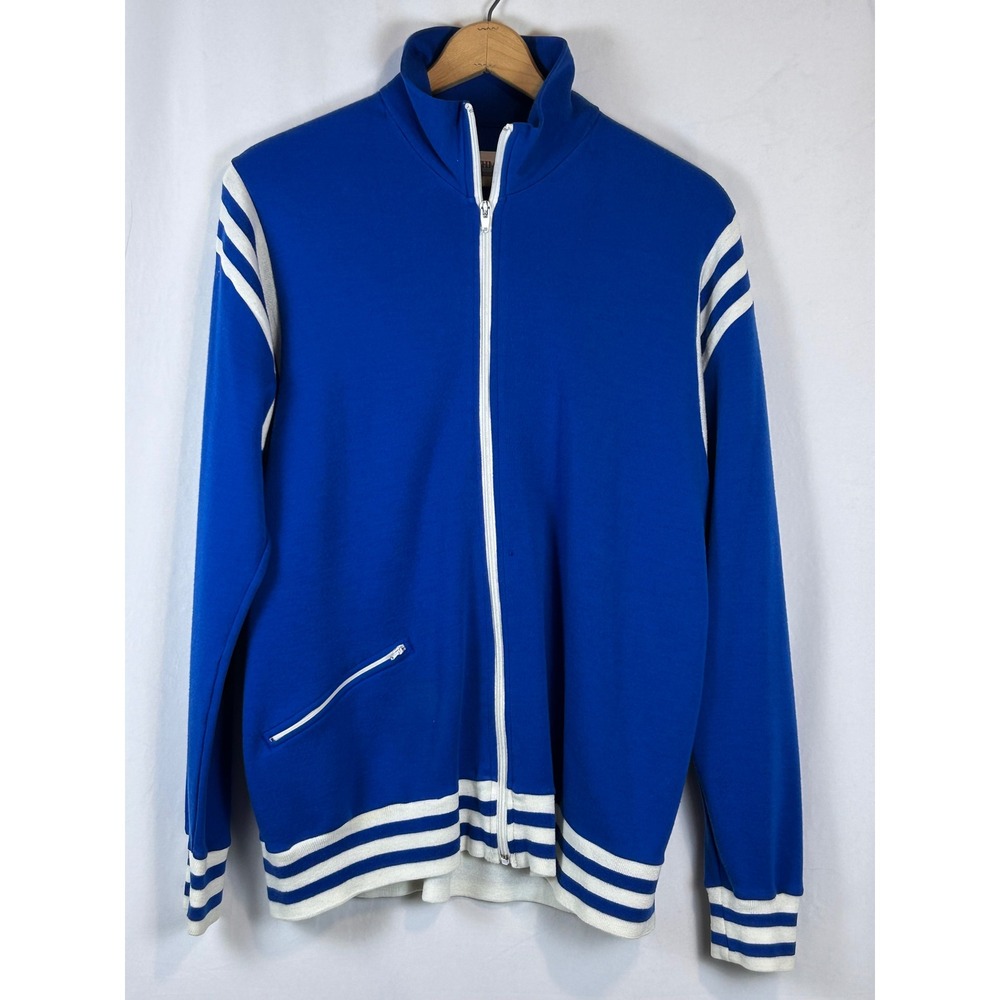 Vintage Oshman's Track Jacket Mens XL Blue Striped Full Zip Sportswear